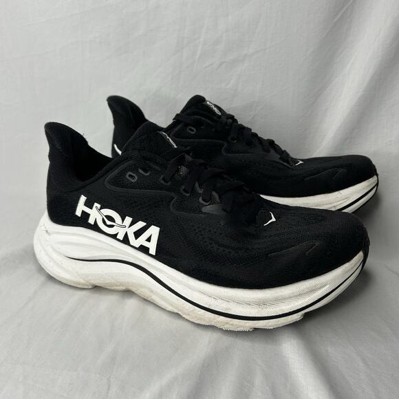 Hoka One One Shoes - Hoka One One Womens Clifton 10 1162050 Black Running Shoes Sneakers Sz 7 D Wide